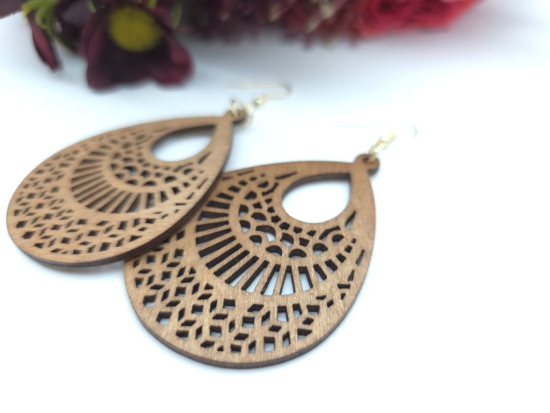 Preview: Boho Holz Ohrringe Wood